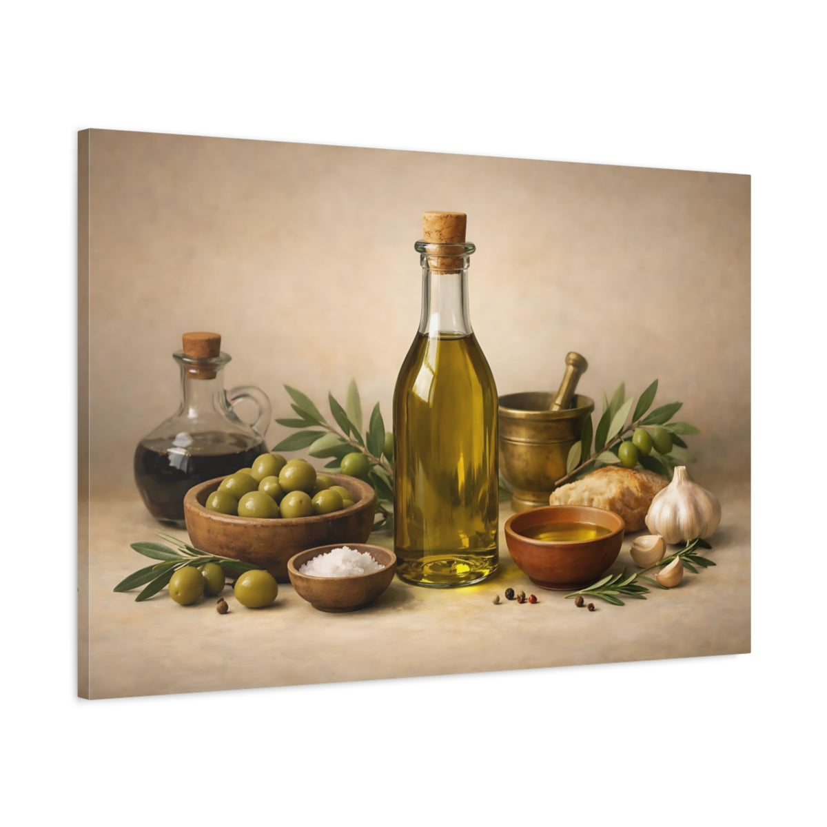Geometric Olive Oil Nature - Canvas Wall Art Print