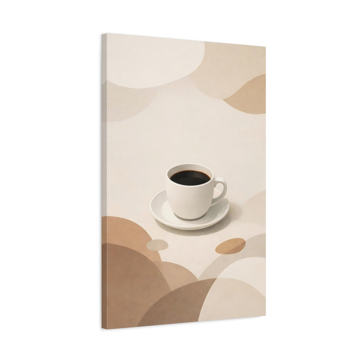 Side Mockup 2. Abstract Coffee Cup Neutral Coffee Art shown as stretched canvas wall art