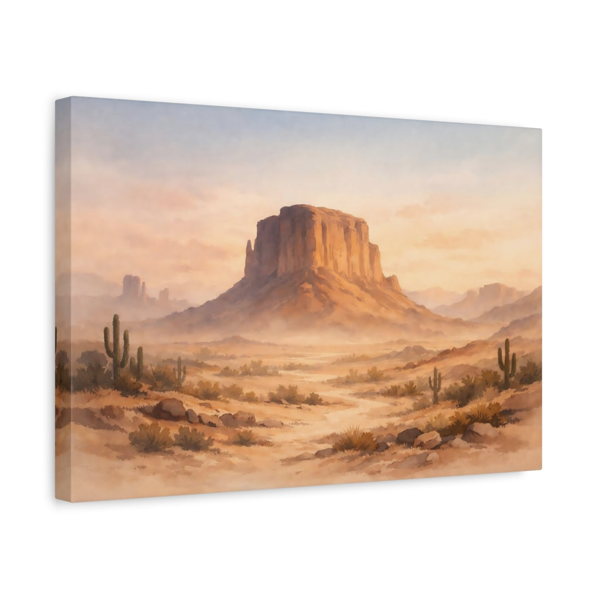 Watercolor Desert Earth Mesa Nature - Canvas Wall Art Print