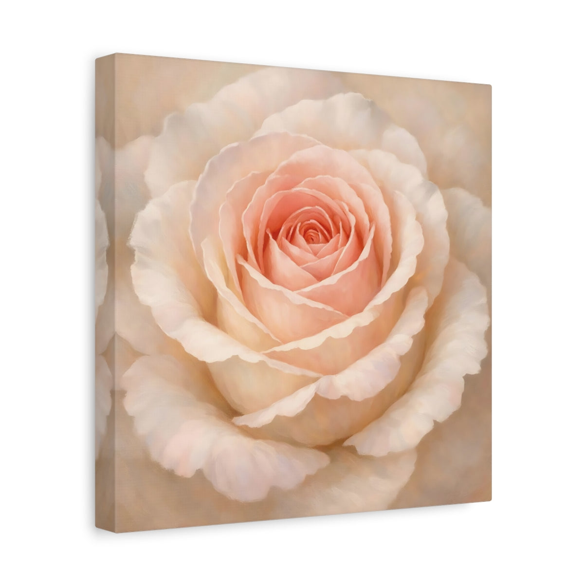 Side Mockup 8. Floral Pink Rose Pink Rose shown as stretched canvas wall art