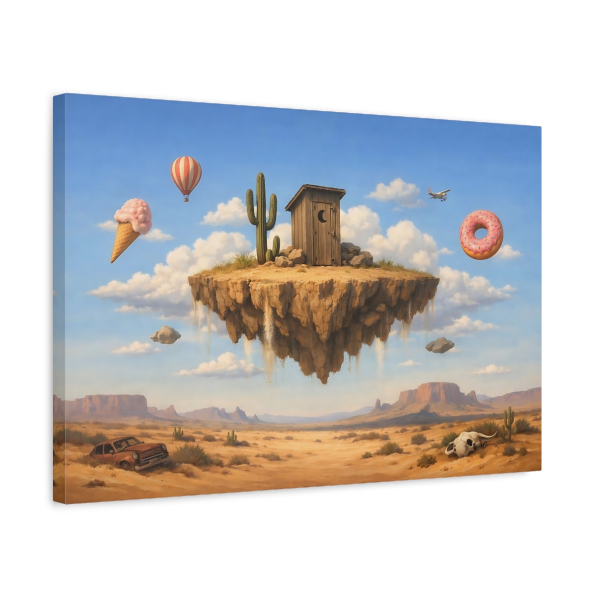 Funny Sky Desert Floating Island - Canvas Wall Art Print
