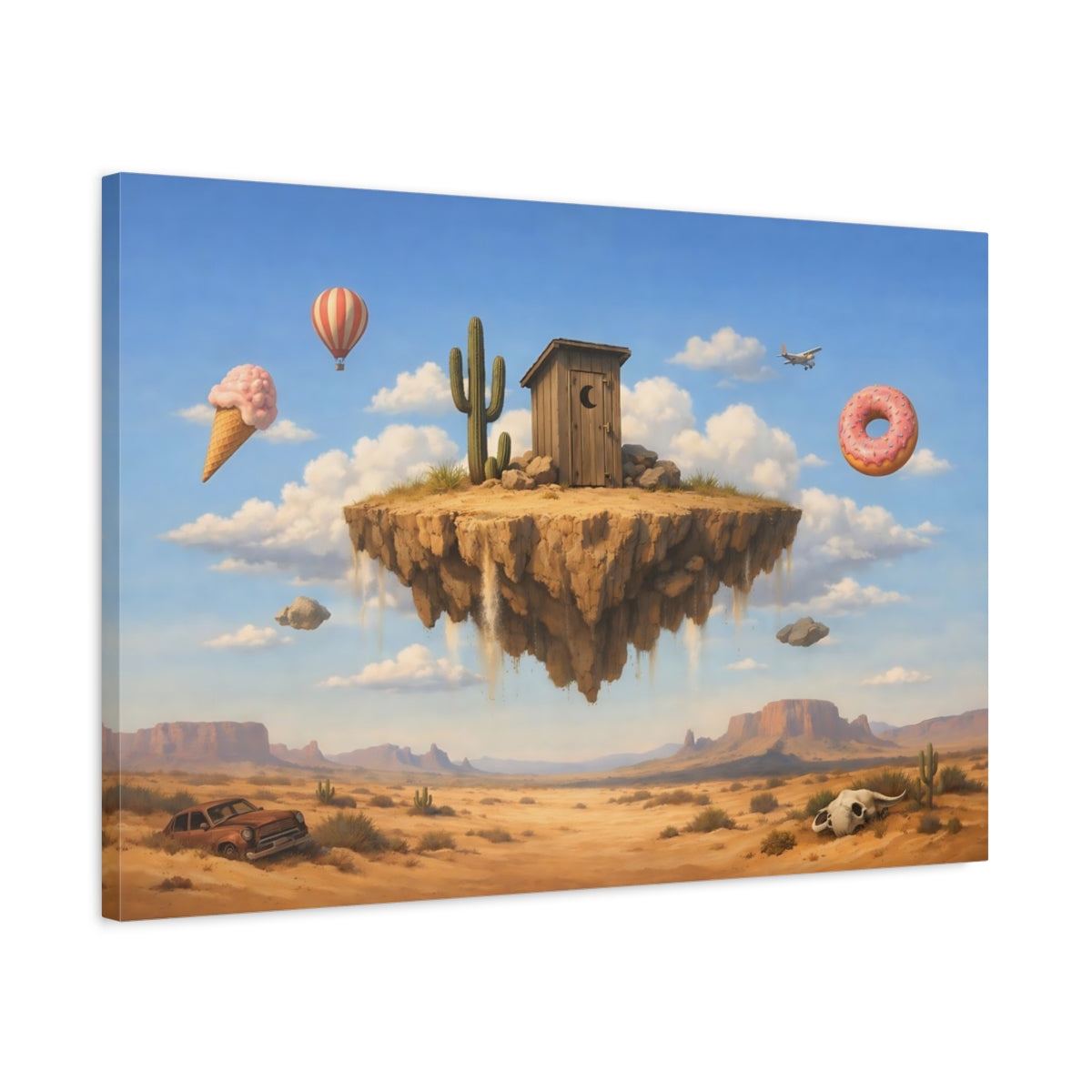 Funny Sky Desert Floating Island - Canvas Wall Art Print