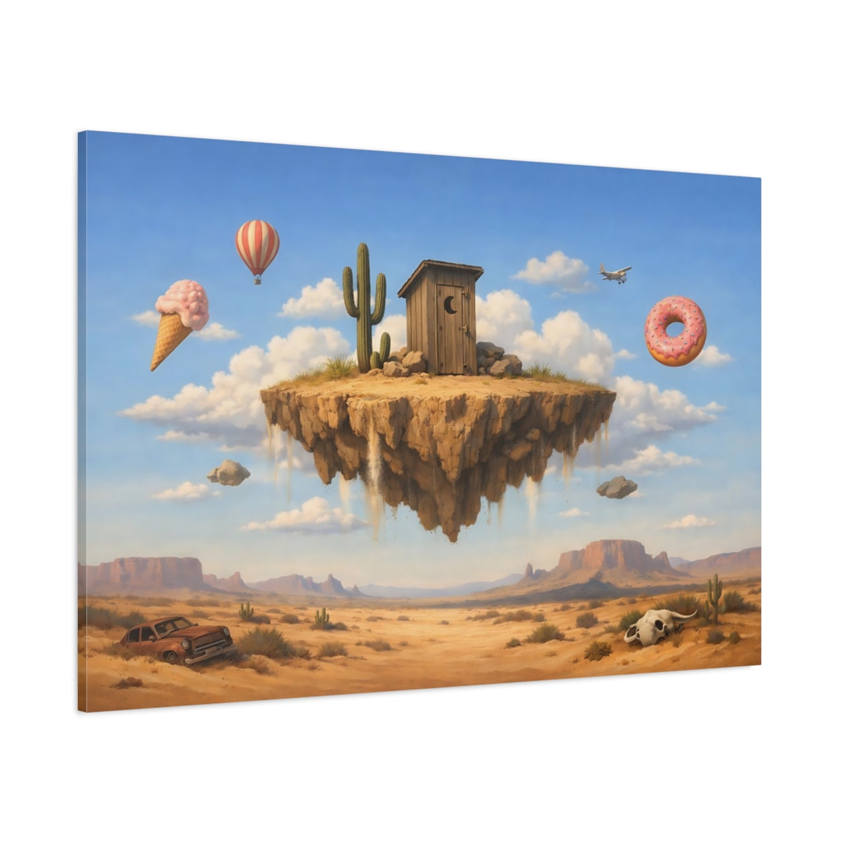 Funny Sky Desert Floating Island - Canvas Wall Art Print