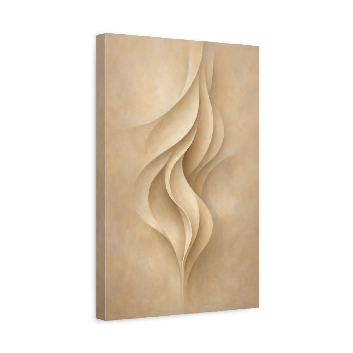 Side Mockup 4. Abstract Organic Curves Beige Abstract Curves shown as stretched canvas wall art