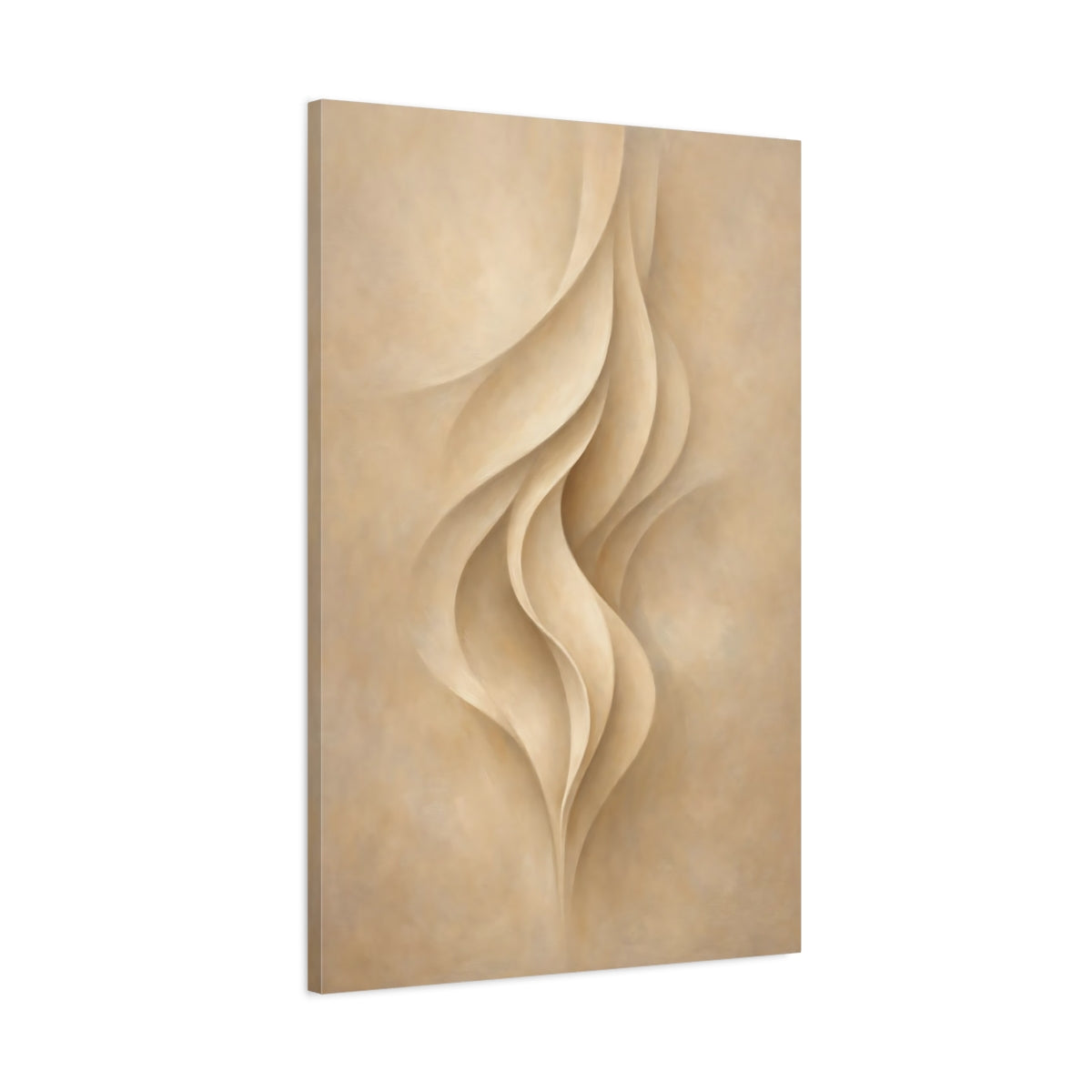 Side Mockup 1. Abstract Organic Curves Beige Abstract Curves shown as stretched canvas wall art