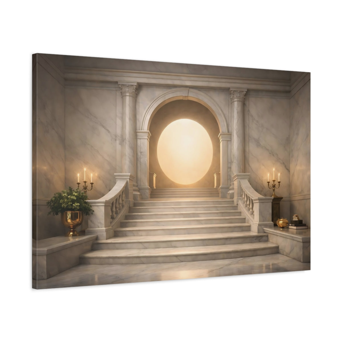 Luxury Marble Texture Grand Staircase Fairytale - Canvas Wall Art Print
