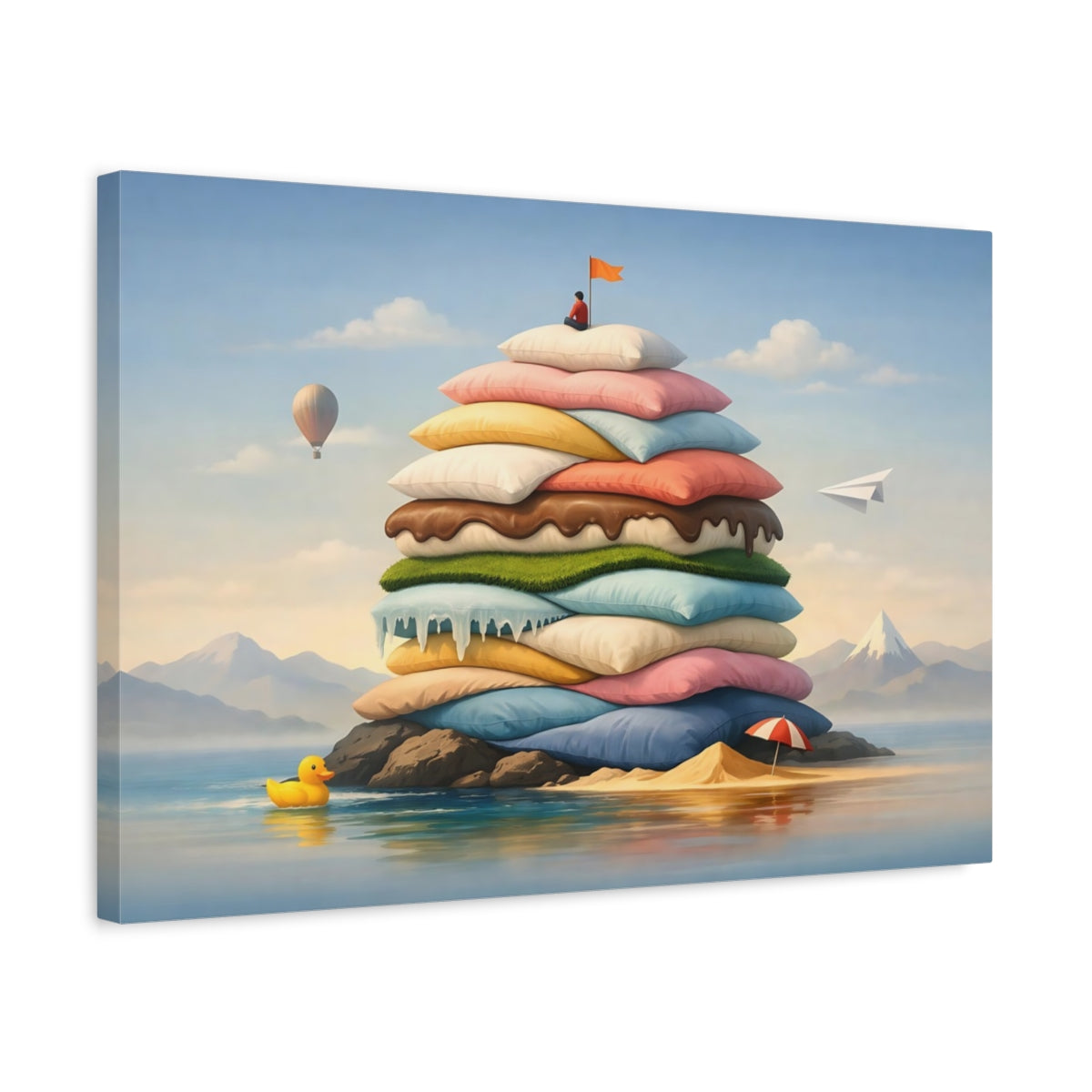 Funny Soft Layers Pillow Stack Fairytale - Canvas Wall Art Print