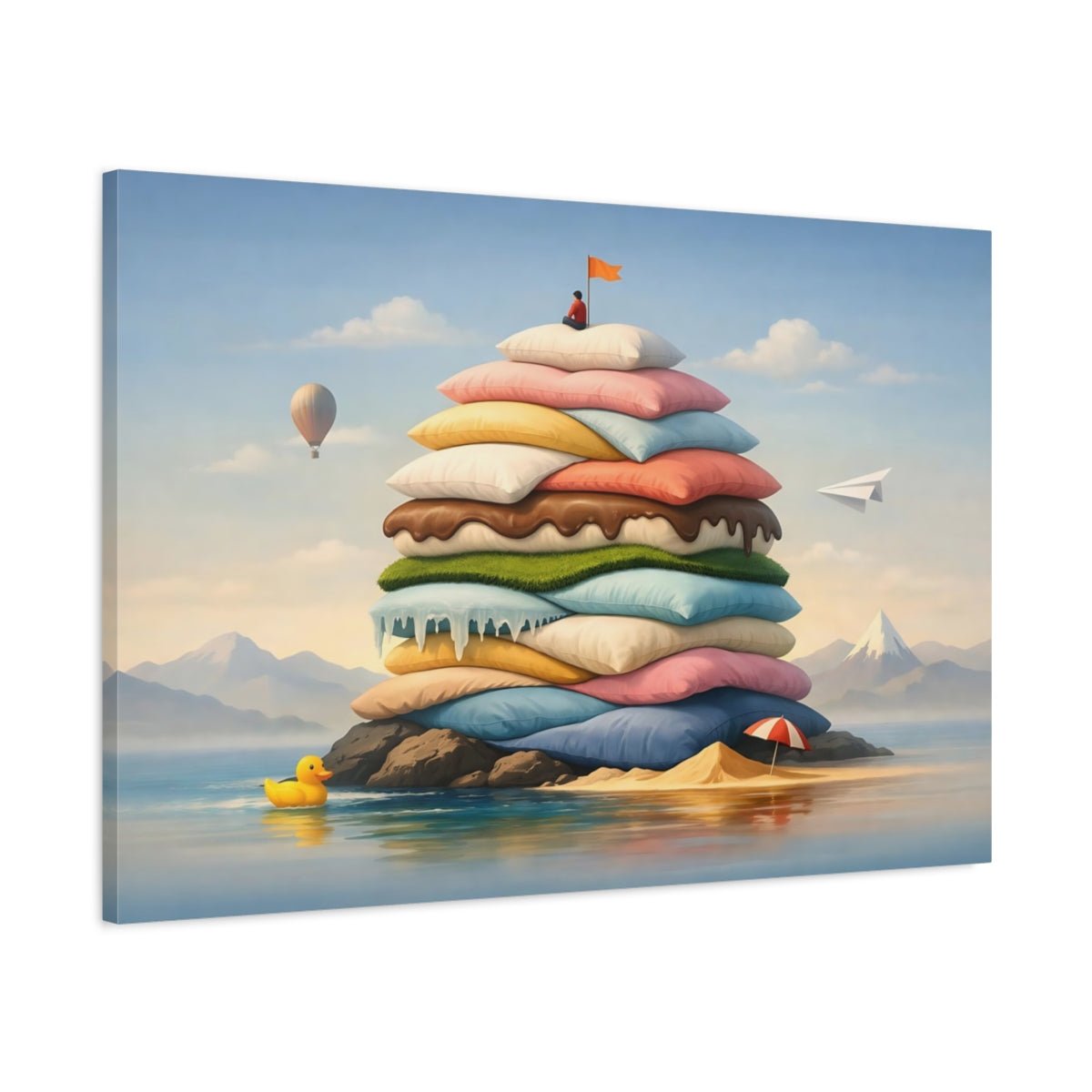 Funny Soft Layers Pillow Stack Fairytale - Canvas Wall Art Print