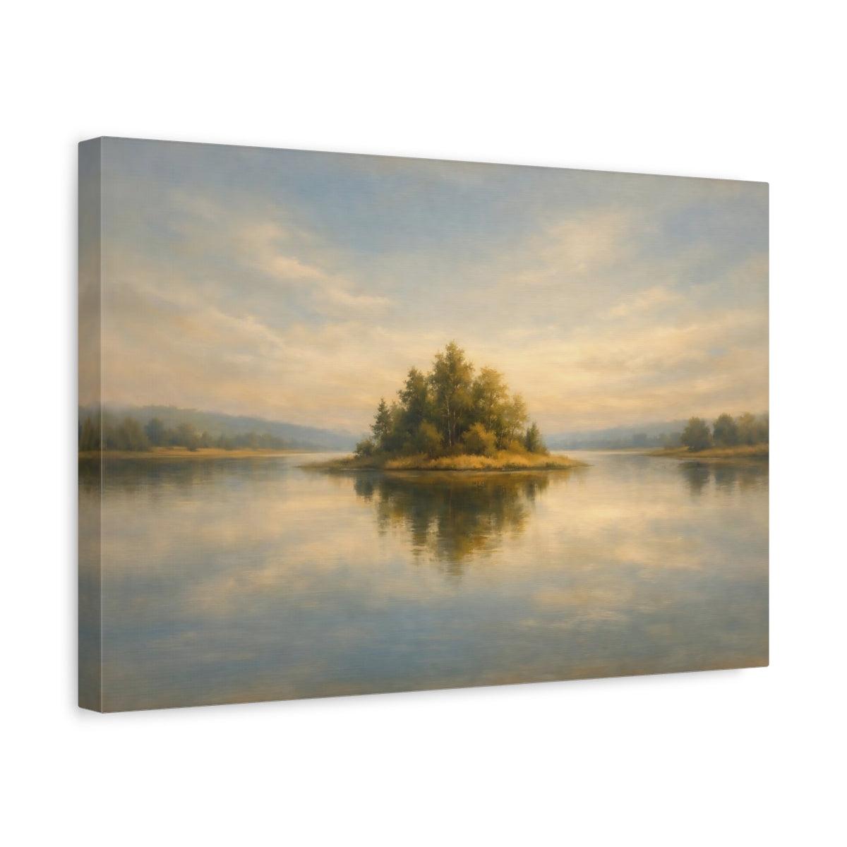 Side Mockup 4. Nature Scene Soft Horizon Fade Minimal shown as stretched canvas wall art
