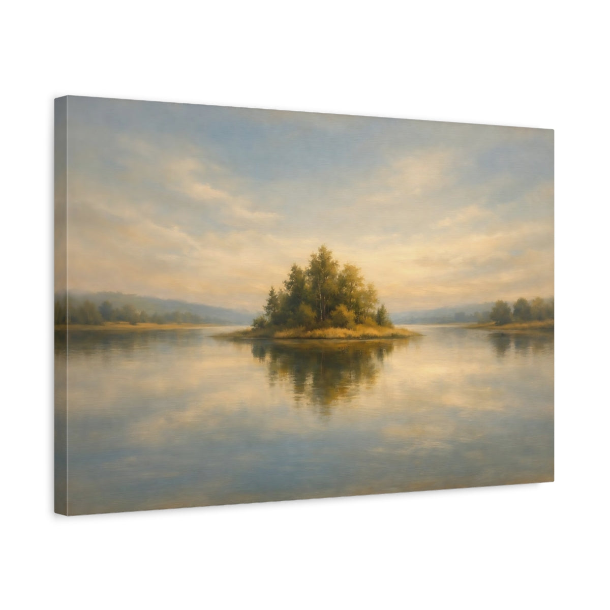 Side Mockup 3. Nature Scene Soft Horizon Fade Minimal shown as stretched canvas wall art