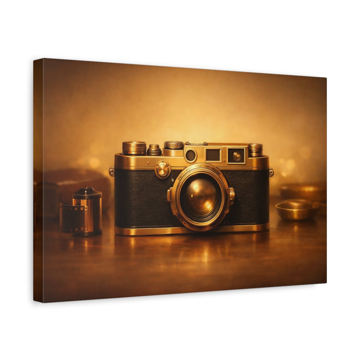 Golden Glow Vintage Camera - Canvas Wall Art Print