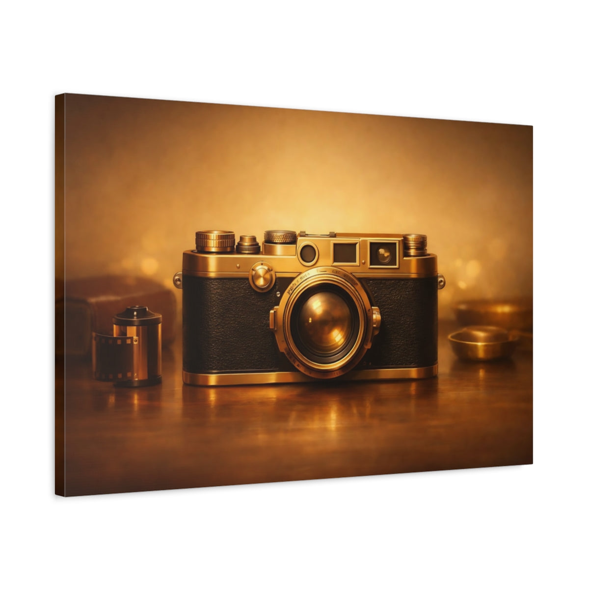 Golden Glow Vintage Camera - Canvas Wall Art Print