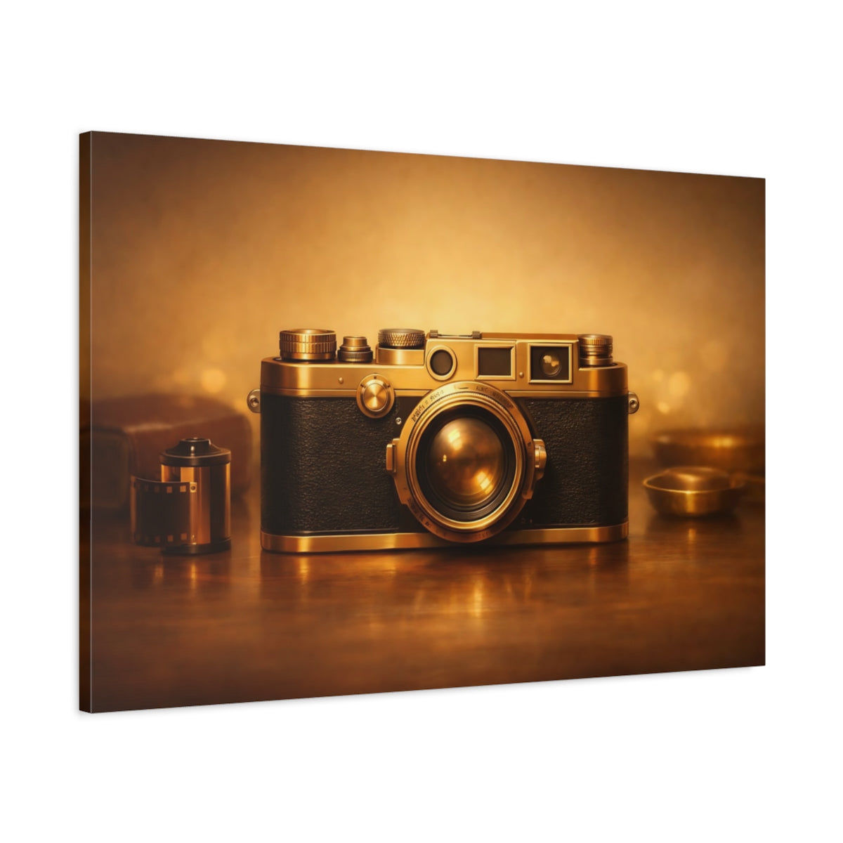 Golden Glow Vintage Camera - Canvas Wall Art Print