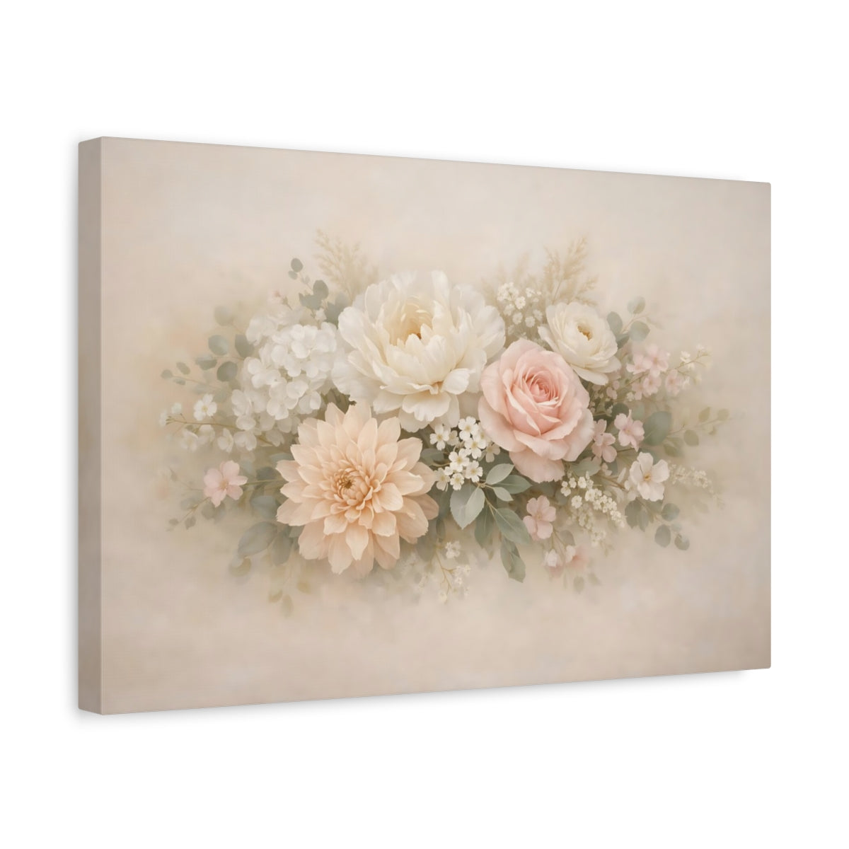 Soft Flowers Floral Arrangement - Canvas Wall Art Print
