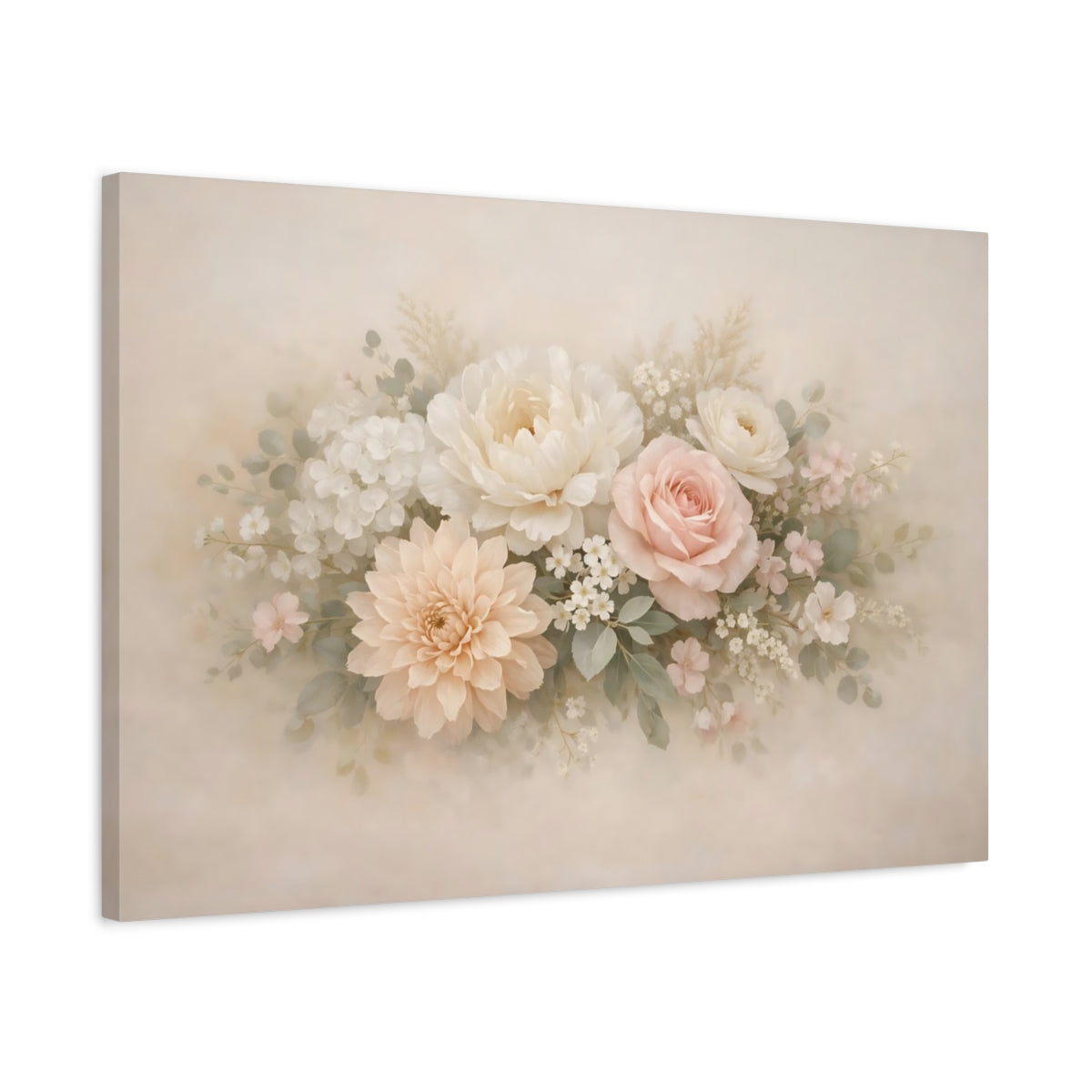 Soft Flowers Floral Arrangement - Canvas Wall Art Print