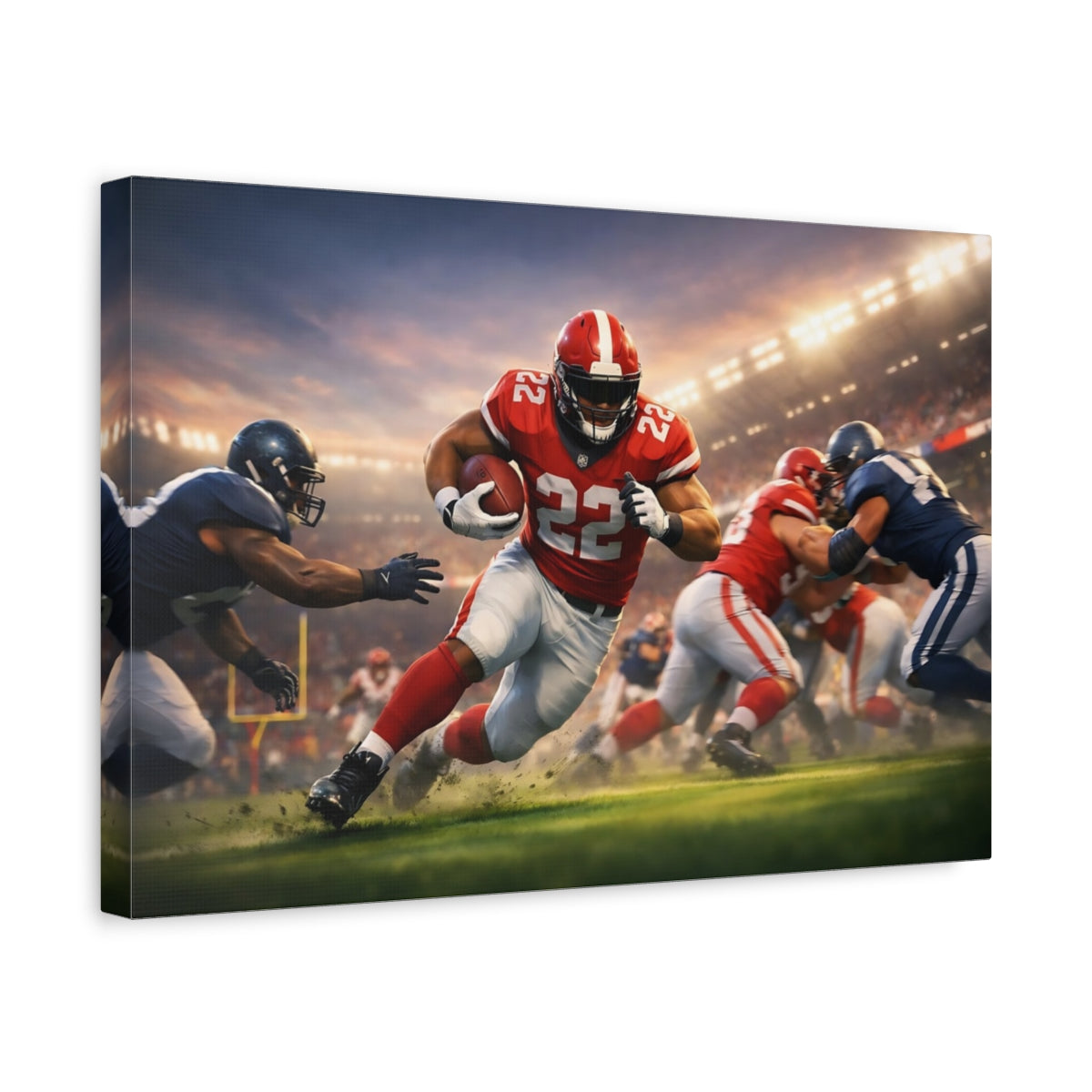 Tonal Gradient Football Player Sports - Canvas Wall Art Print