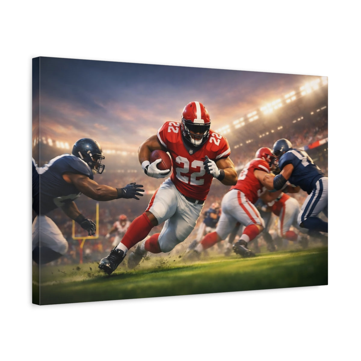 Tonal Gradient Football Player Sports - Canvas Wall Art Print