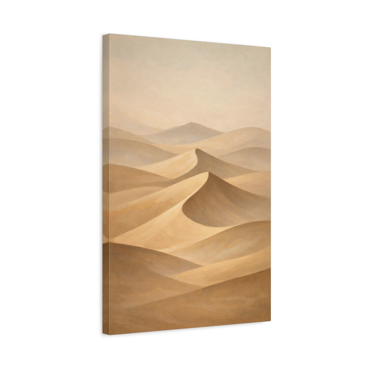 Side Mockup 3. Nature Sand Dunes Brown And Beige Dunes shown as stretched canvas wall art