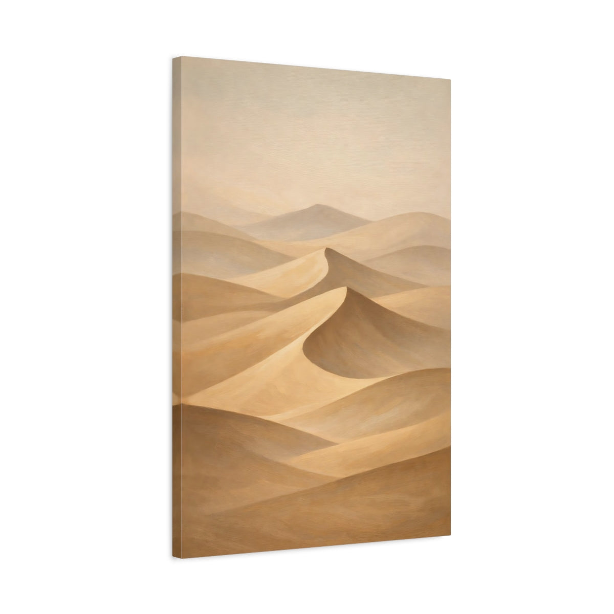 Side Mockup 2. Nature Sand Dunes Brown And Beige Dunes shown as stretched canvas wall art