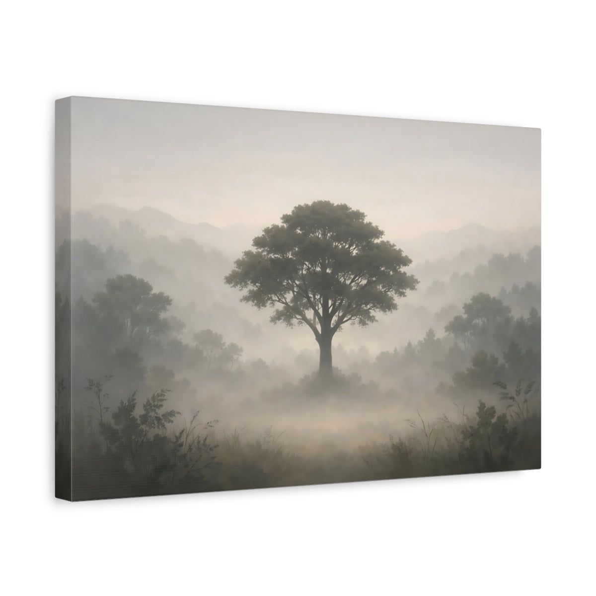 Mist Depth Neutral Botanicals Tree Nature - Canvas Wall Art Print
