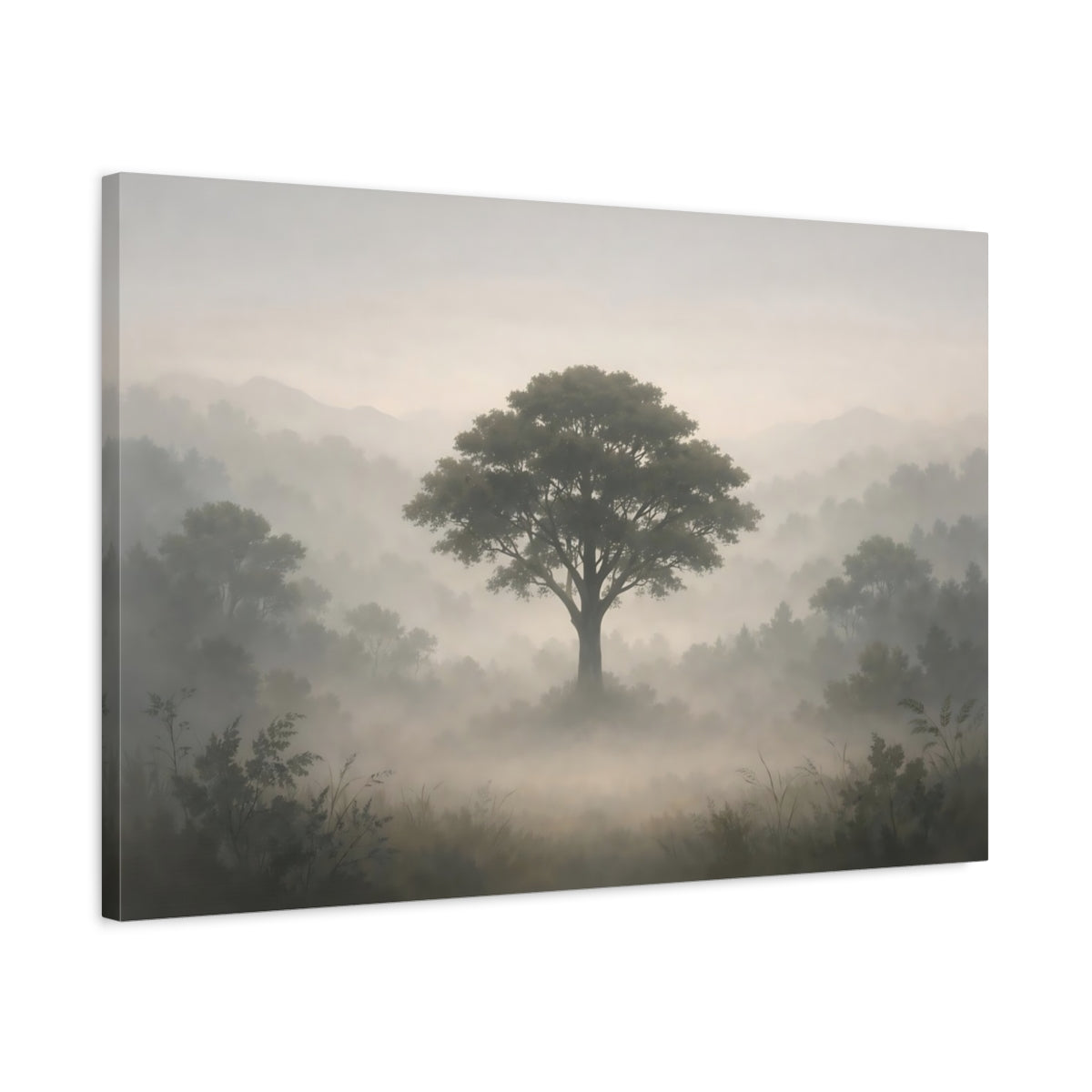 Mist Depth Neutral Botanicals Tree Nature - Canvas Wall Art Print