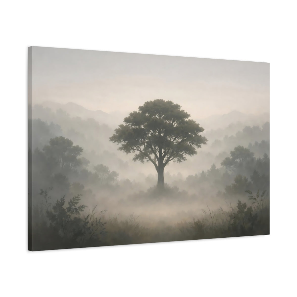 Mist Depth Neutral Botanicals Tree Nature - Canvas Wall Art Print