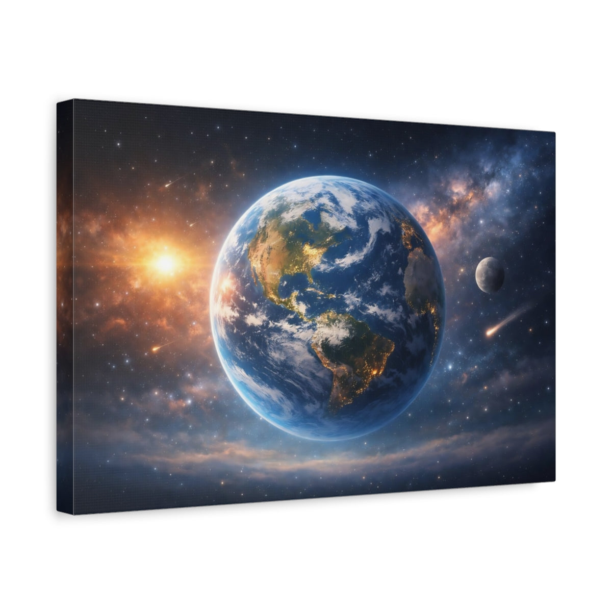 Tonal Gradient Planet Earth View Science Fiction - Canvas Wall Art Print