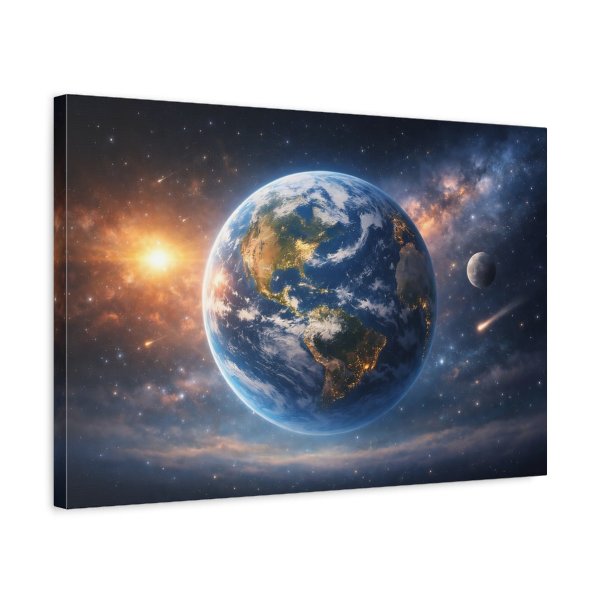 Tonal Gradient Planet Earth View Science Fiction - Canvas Wall Art Print
