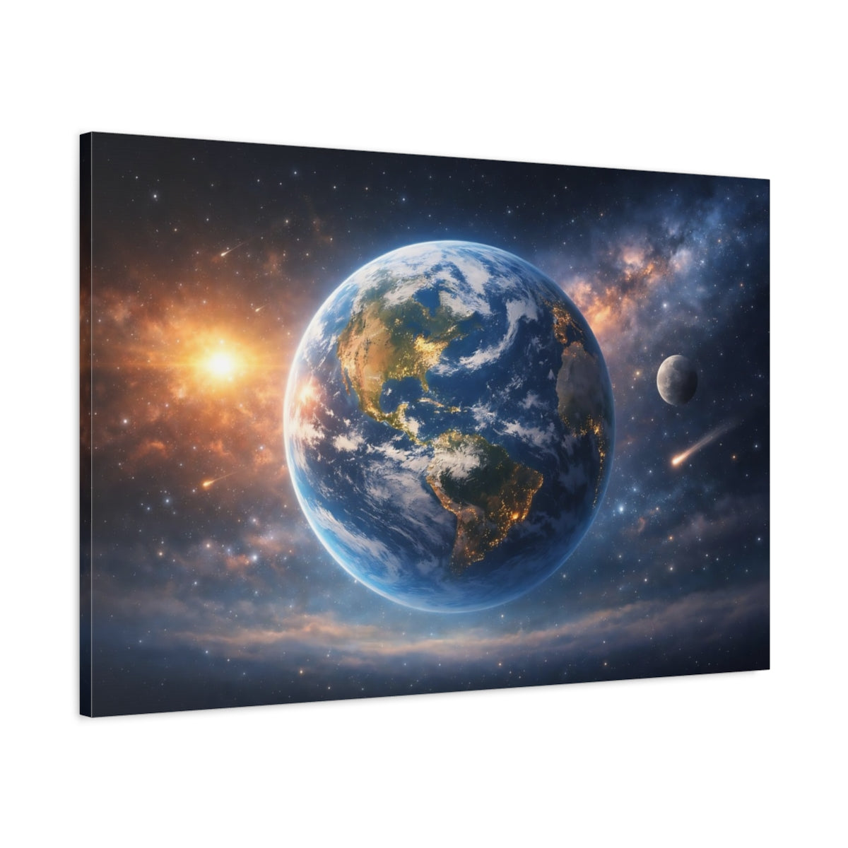 Tonal Gradient Planet Earth View Science Fiction - Canvas Wall Art Print
