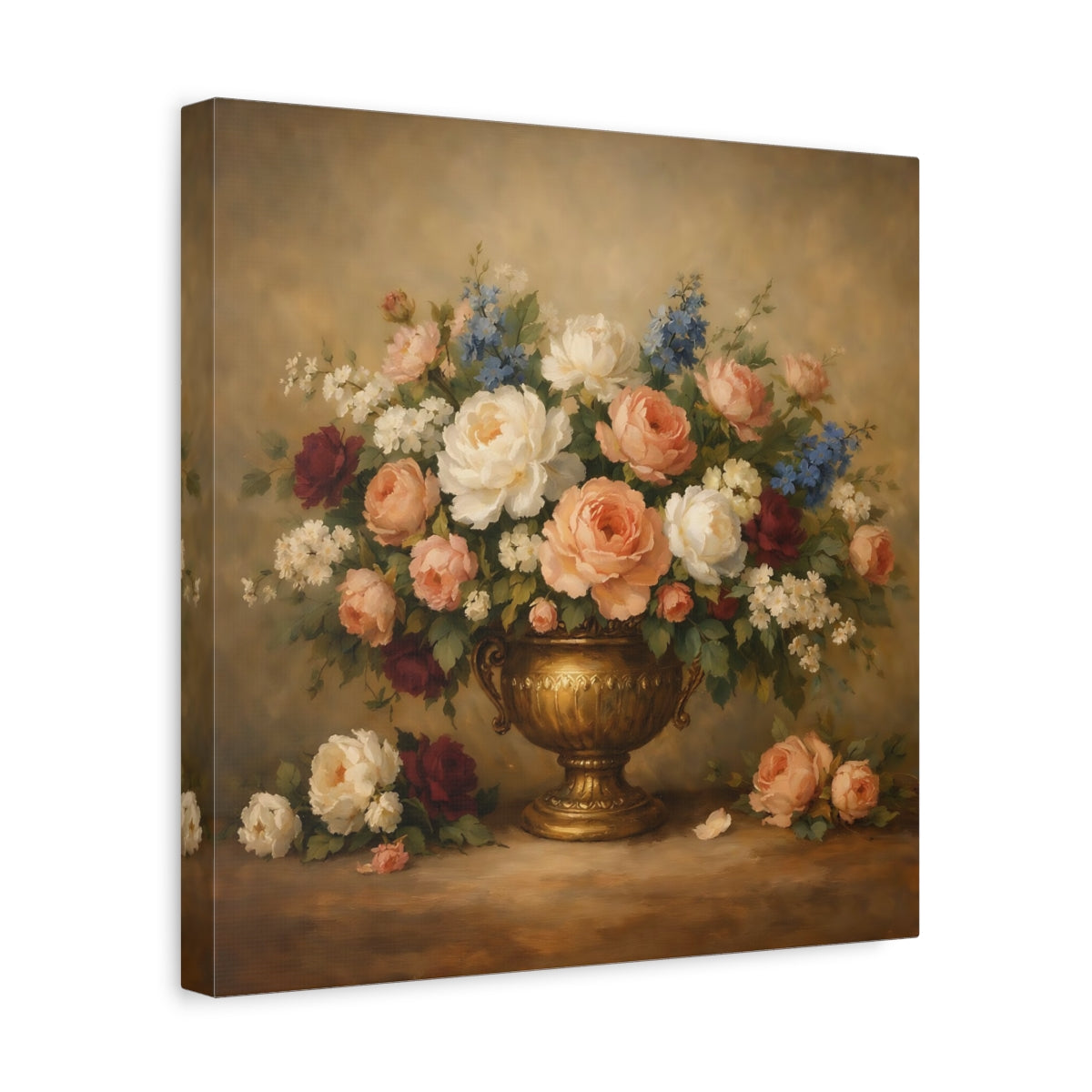 Side Mockup 7. Floral Floral Bouquet Vintage Floral Still Life shown as stretched canvas wall art