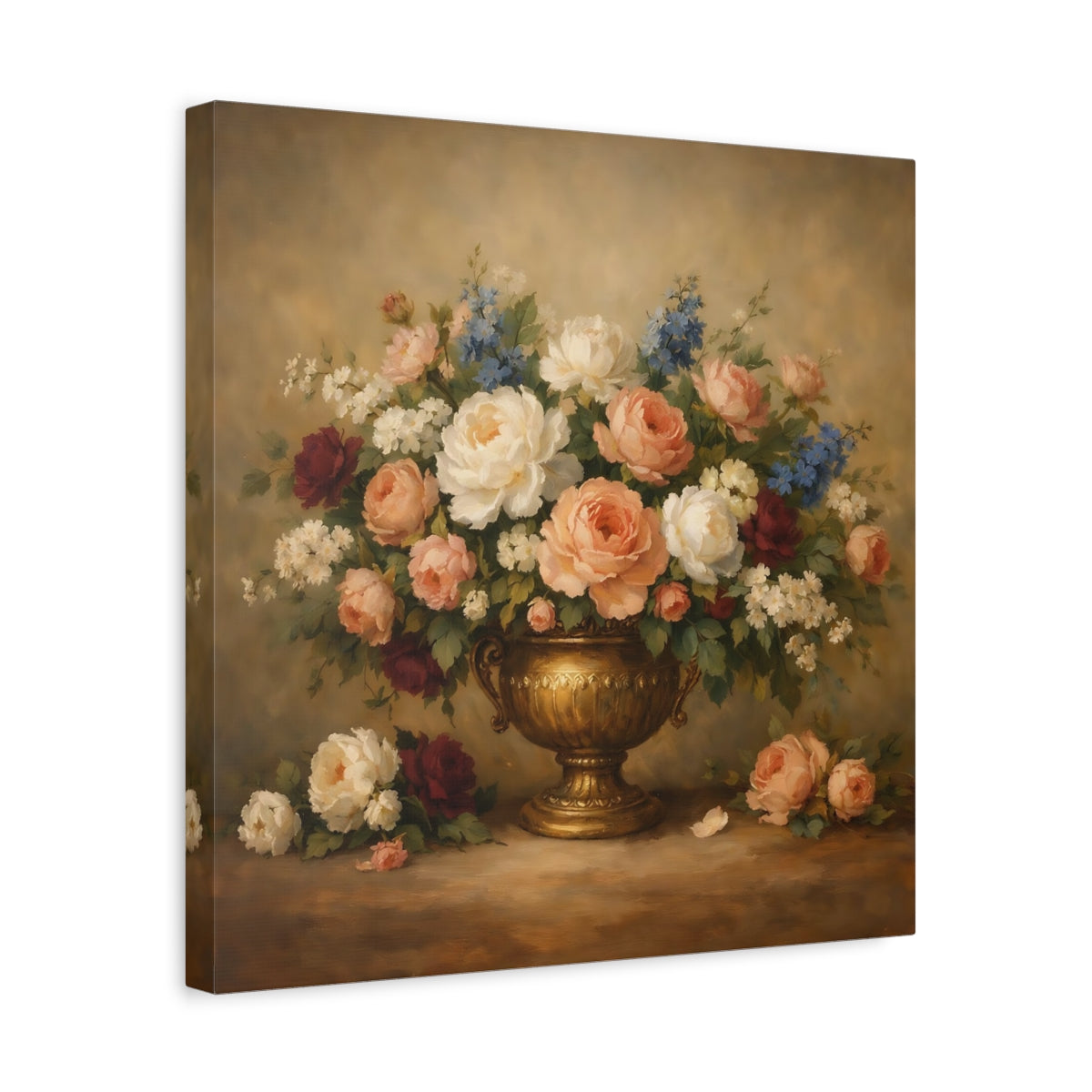 Side Mockup 6. Floral Floral Bouquet Vintage Floral Still Life shown as stretched canvas wall art