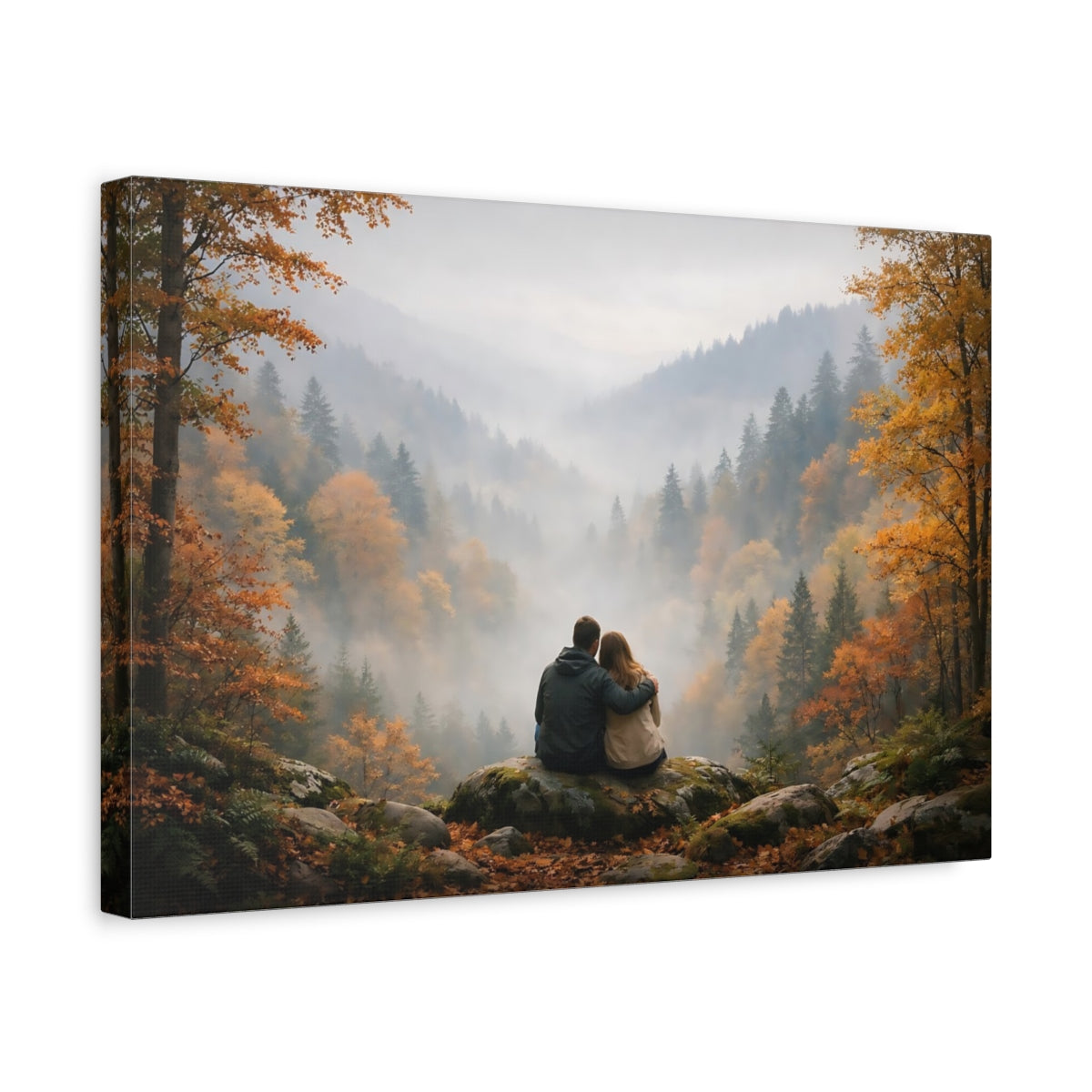 Mist Depth Autumn Forest Nature - Canvas Wall Art Print