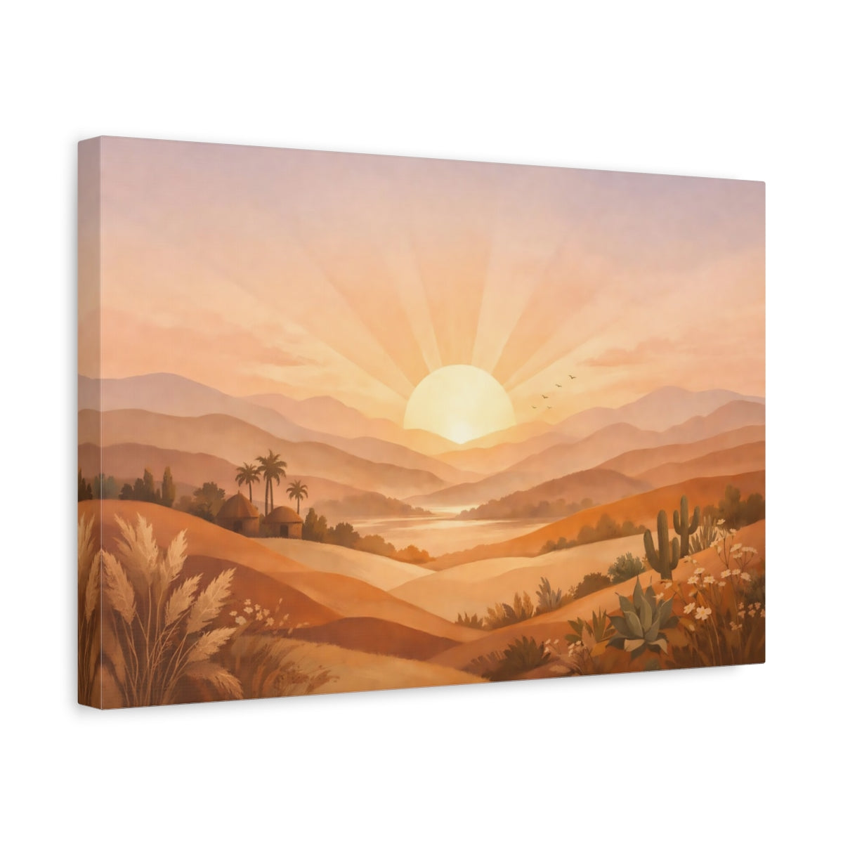 Boho Sunrise Hills Desert Landscape Nature - Canvas Wall Art Print