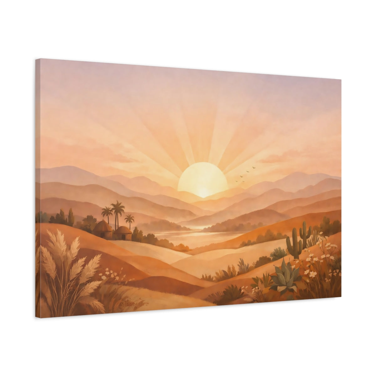 Boho Sunrise Hills Desert Landscape Nature - Canvas Wall Art Print