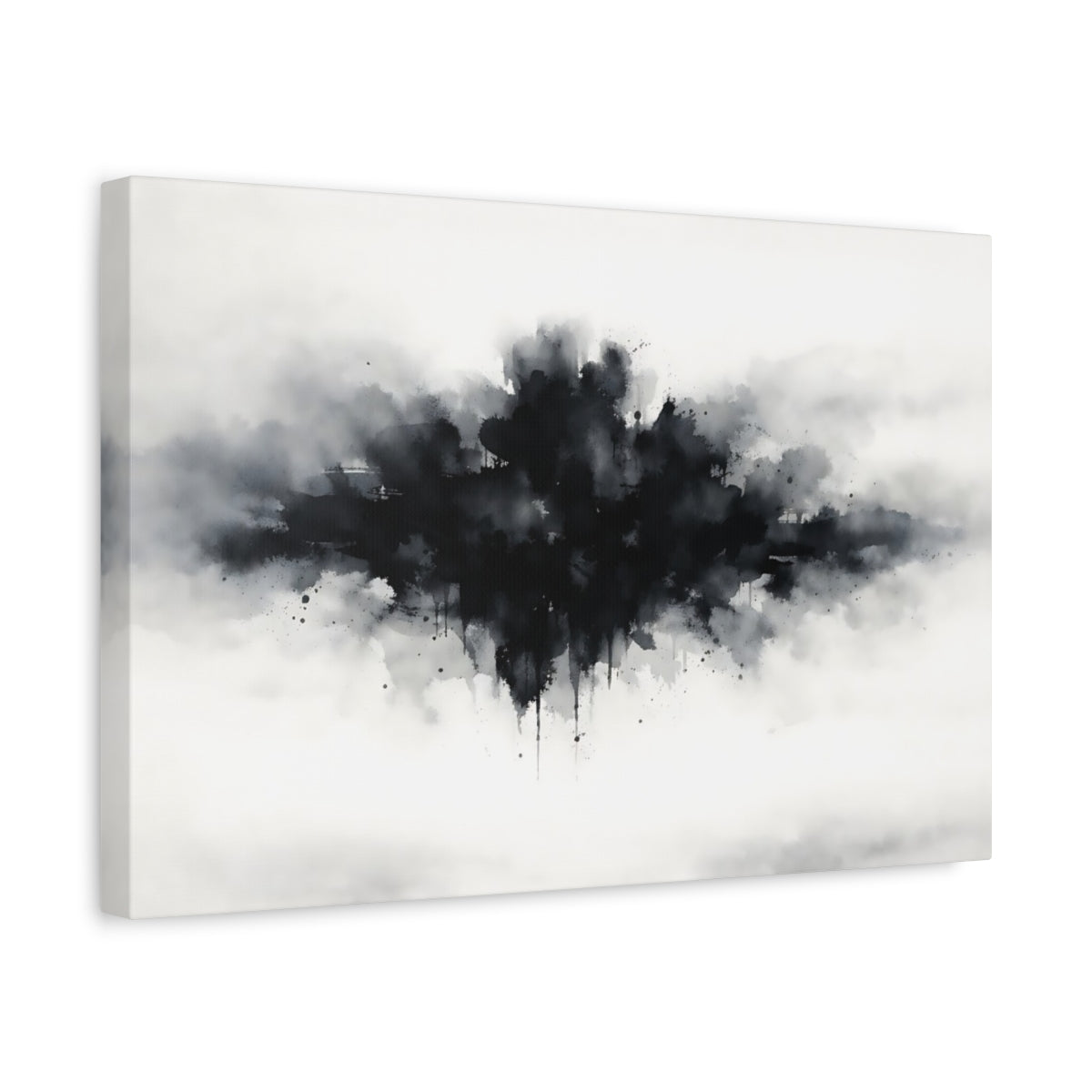 Watercolor Abstract Black Ink Splash - Canvas Wall Art Print