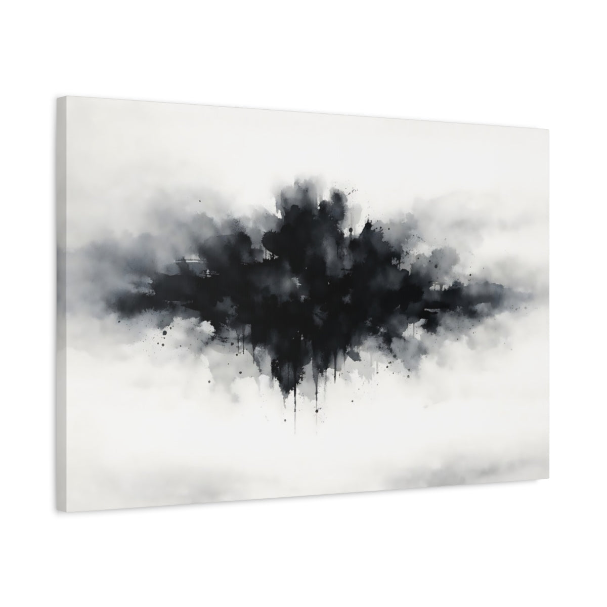 Watercolor Abstract Black Ink Splash - Canvas Wall Art Print
