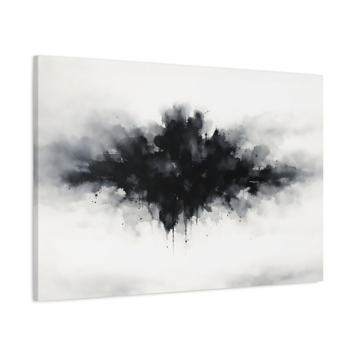 Watercolor Abstract Black Ink Splash - Canvas Wall Art Print