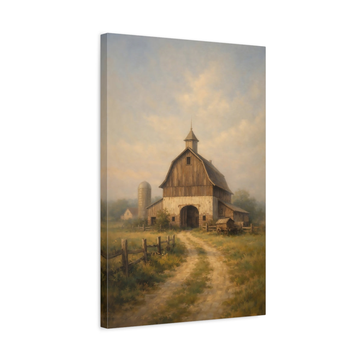 Side Mockup 3. Nature Barn Rustic Barn shown as stretched canvas wall art