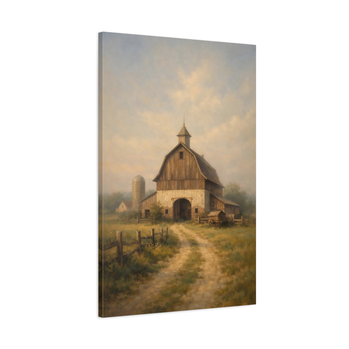 Side Mockup 1. Nature Barn Rustic Barn shown as stretched canvas wall art