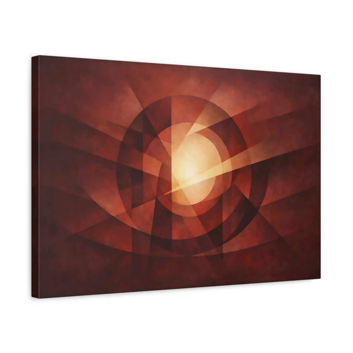 Vintage Abstract Burgundy Geometric Abstraction - Canvas Wall Art Print
