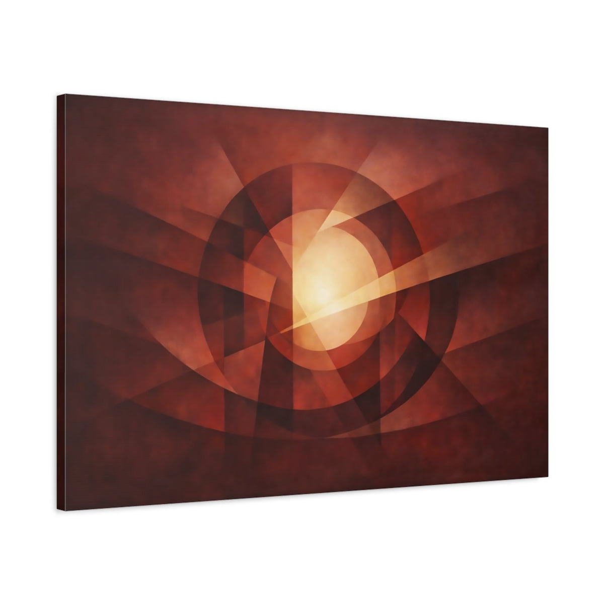 Vintage Abstract Burgundy Geometric Abstraction - Canvas Wall Art Print