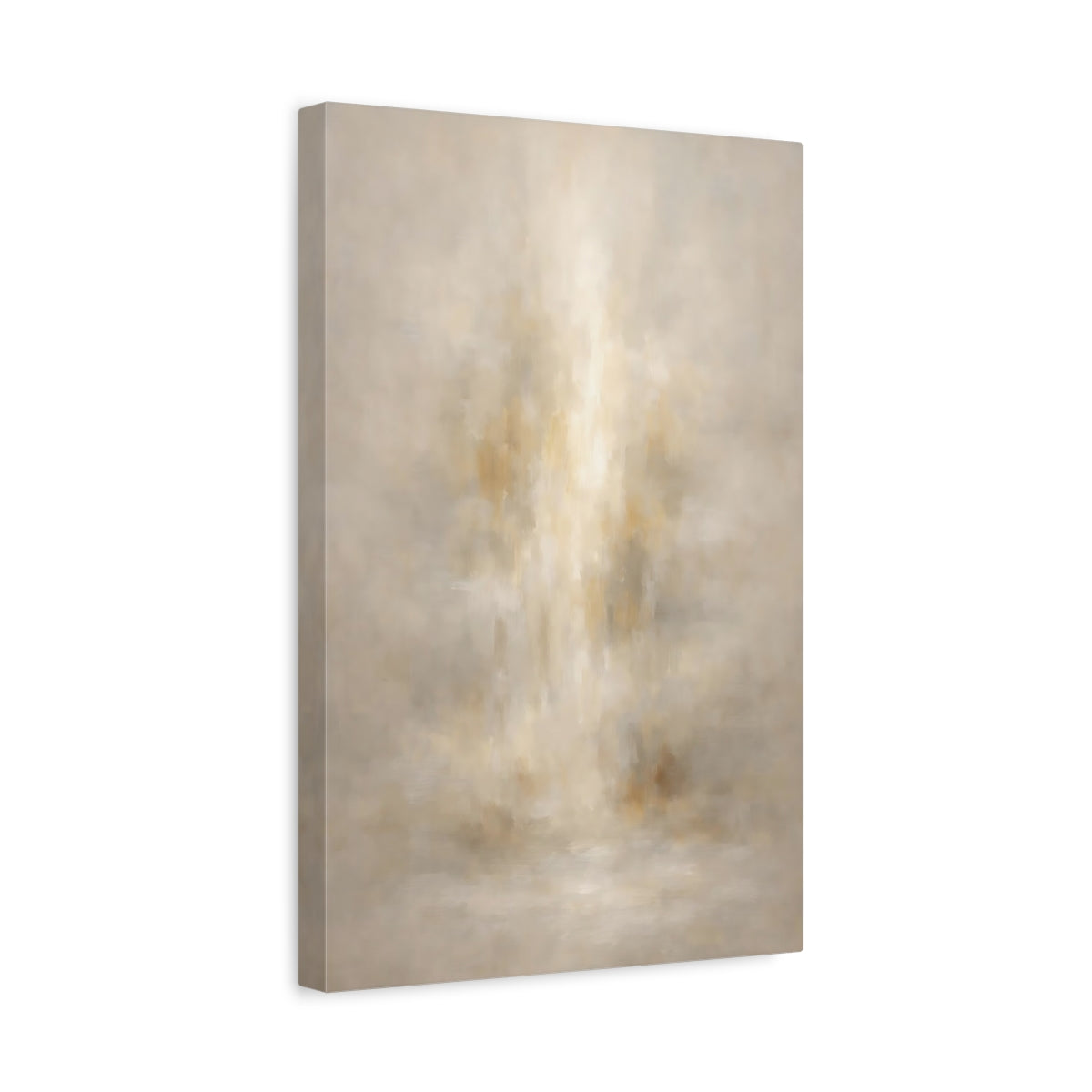 Side Mockup 4. Abstract Abstract Texture Warm Beige shown as stretched canvas wall art