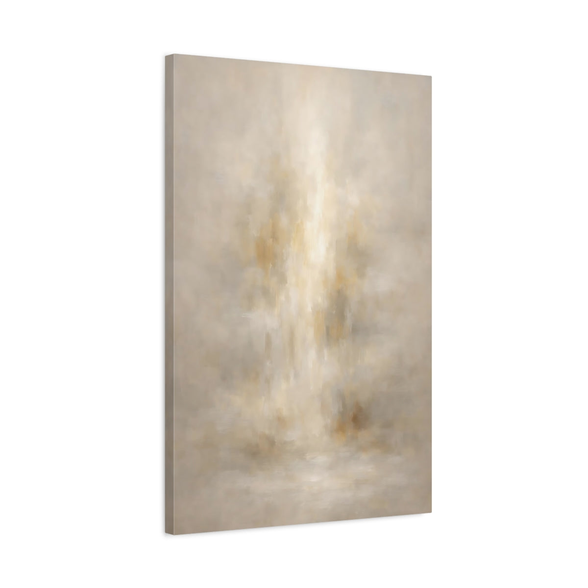 Side Mockup 2. Abstract Abstract Texture Warm Beige shown as stretched canvas wall art