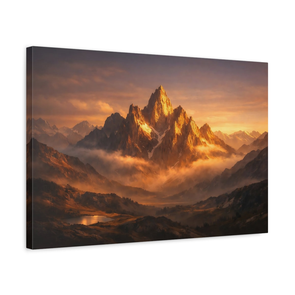 Nature Mountain Range Golden - Canvas Wall Art Print