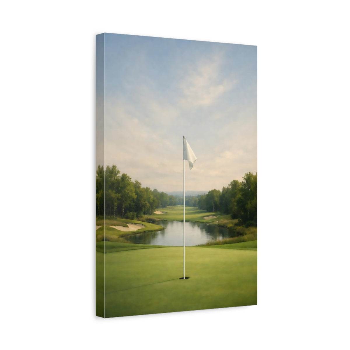 Side Mockup 4. Sports Golf Course Green Golf Course shown as stretched canvas wall art