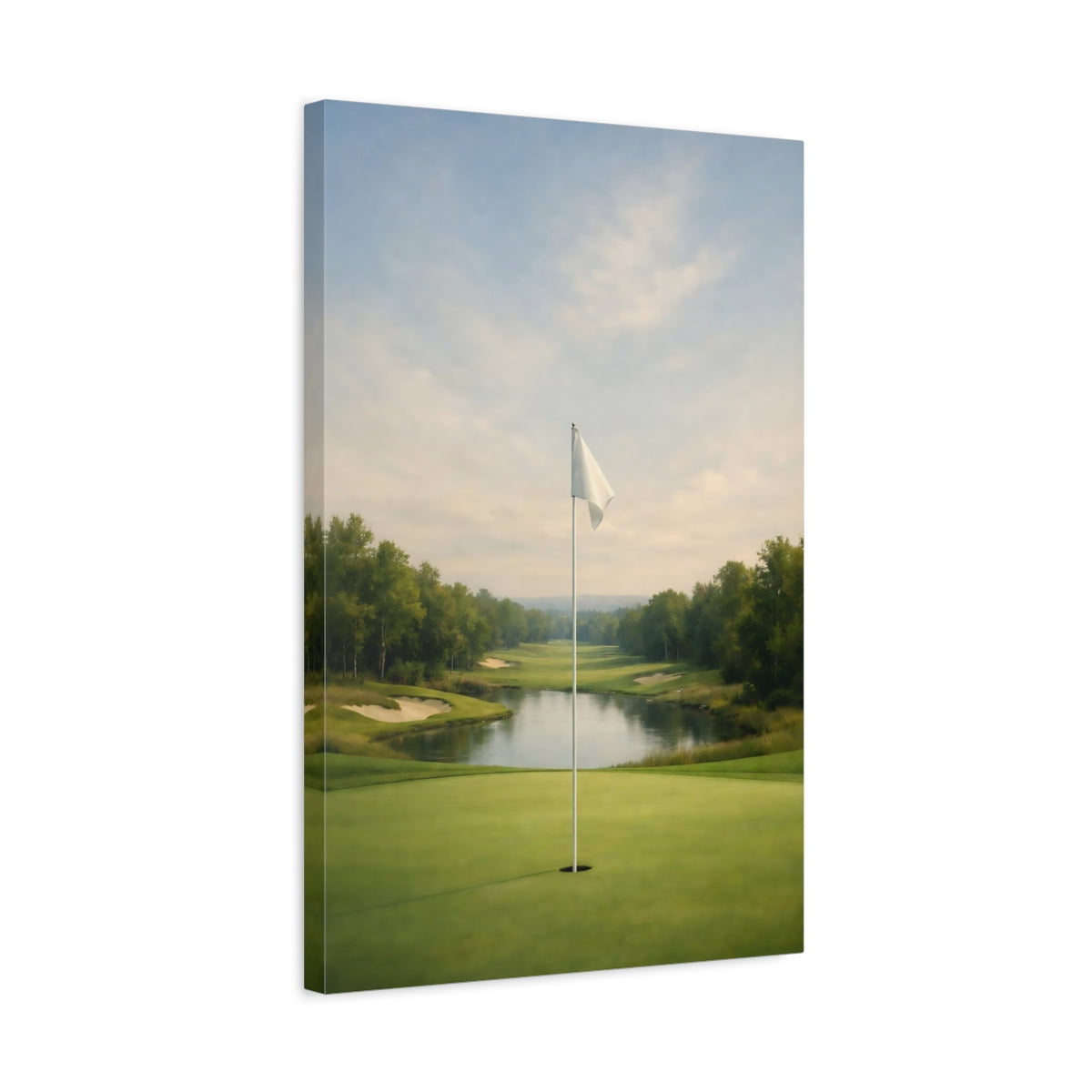 Side Mockup 3. Sports Golf Course Green Golf Course shown as stretched canvas wall art