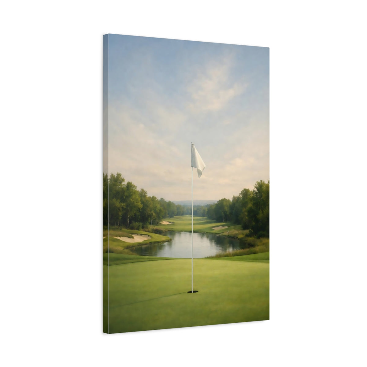Side Mockup 2. Sports Golf Course Green Golf Course shown as stretched canvas wall art