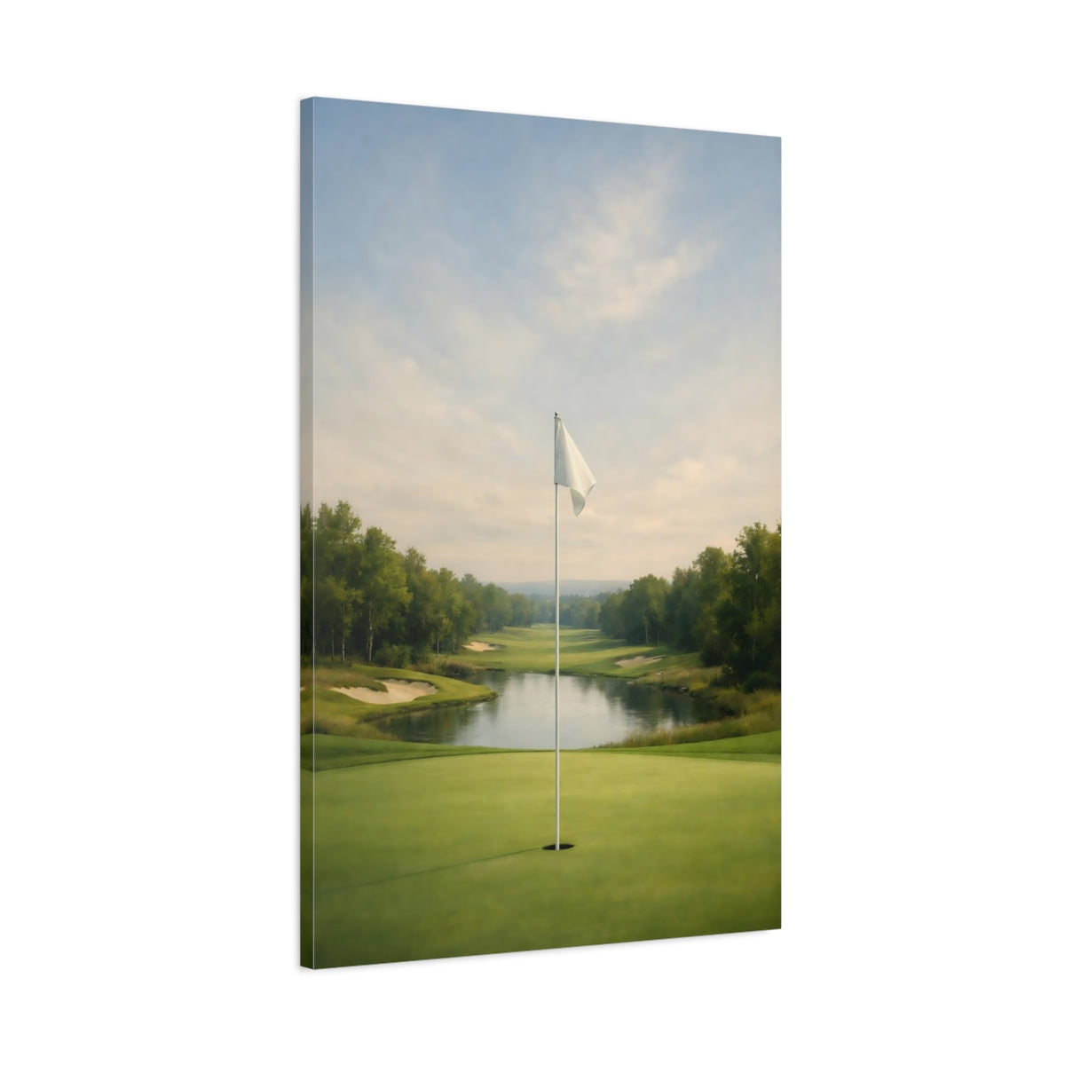 Side Mockup 1. Sports Golf Course Green Golf Course shown as stretched canvas wall art