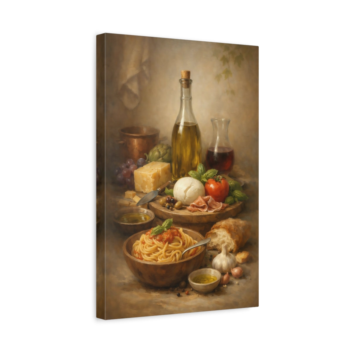 Side Mockup 4. Nature Italian Food Italian Food Still Life shown as stretched canvas wall art