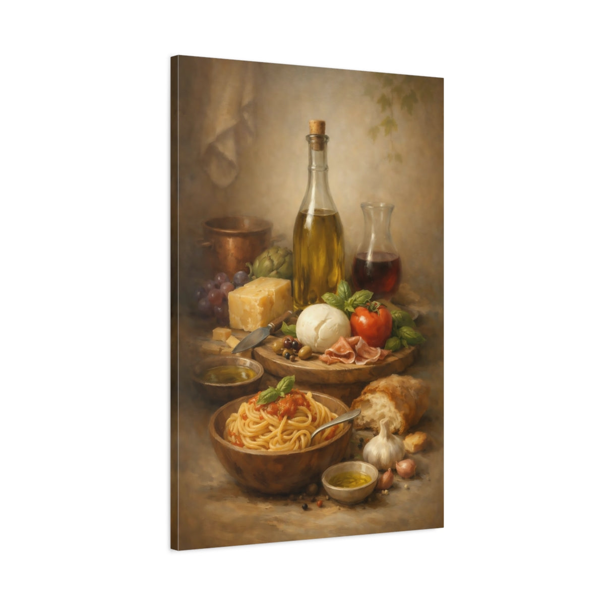 Side Mockup 1. Nature Italian Food Italian Food Still Life shown as stretched canvas wall art